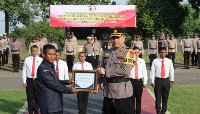 Polres Ende Raih Penghargaan dari Bawaslu atas Peran Aktif dalam Pengamanan Pemilu 2024